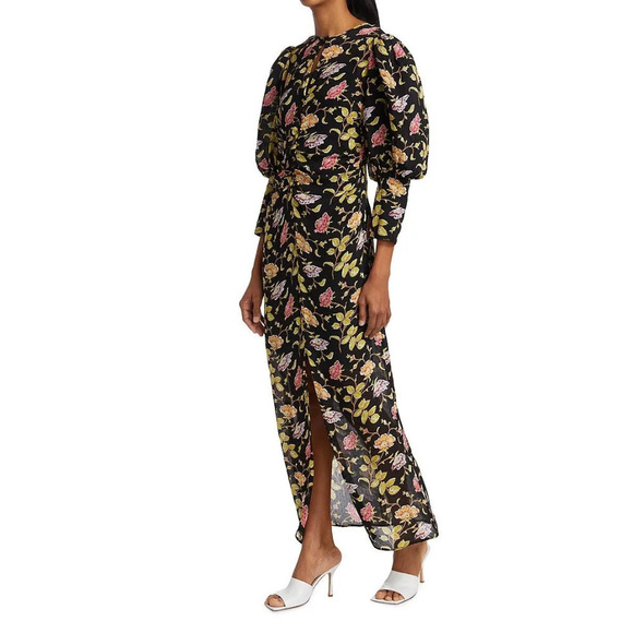 BYTIMO DOT JACQUARD LONG SLEEVE MAXI DRESS NIGHT GARDEN NWT WOMEN'S SIZE LARGE - Picture 1 of 16